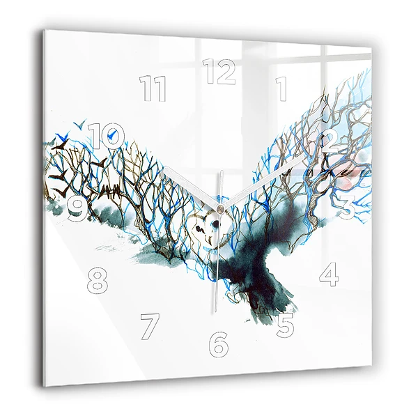 Horloge murale carrée 60x60 cm La liberté et la nature des oiseaux