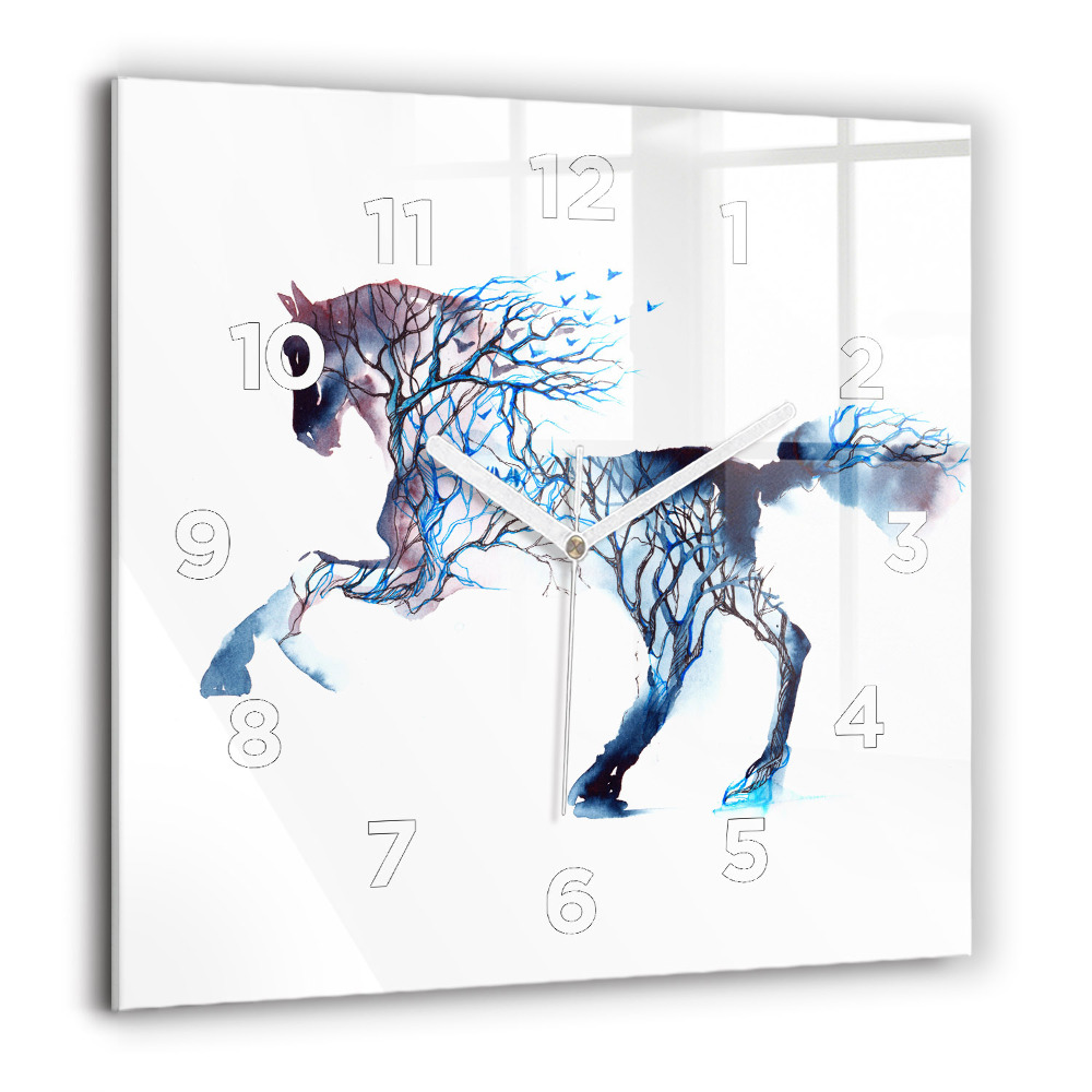 Horloge carrée en verre 60x60 cm Nature de l'animal