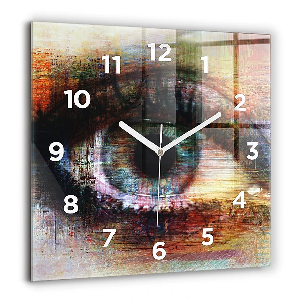Pendule carrée en verre 60x60 cm Street art Eye