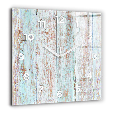 Pendule carrée en verre 60x60 cm Bois pastel