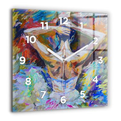Horloge murale carrée 60x60 cm Ballerine peinte