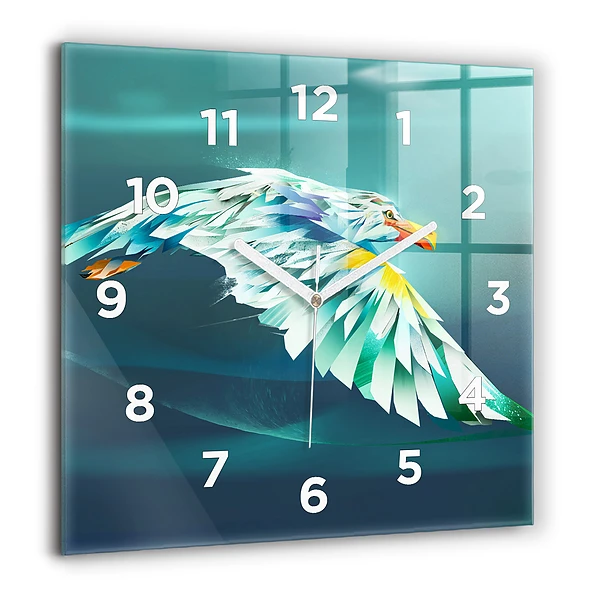 Horloge murale carrée 60x60 cm Image d'un aigle en vol