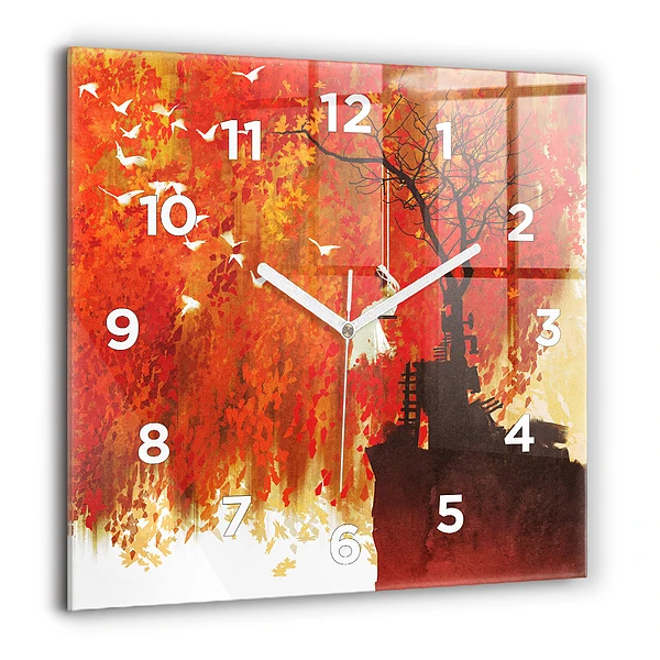 Pendule carrée en verre 60x60 cm Mariée en automne