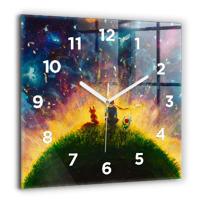 Horloge carrée en verre 60x60 cm Petit prince abstrait