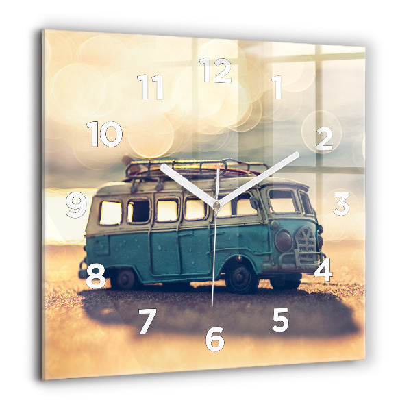 Horloge murale carrée 60x60 cm Campeur sur la plage