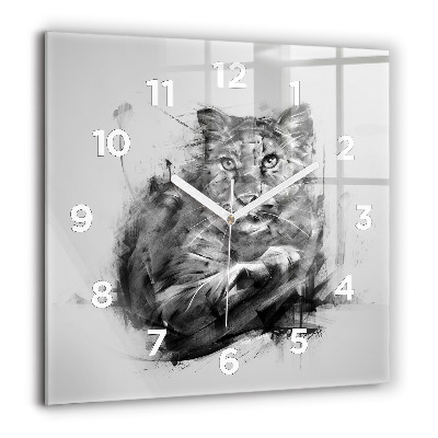 Horloge murale carrée 60x60 cm Lion peint