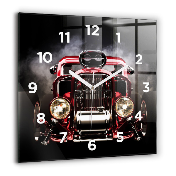 Horloge carrée en verre 60x60 cm Vieille voiture de collection