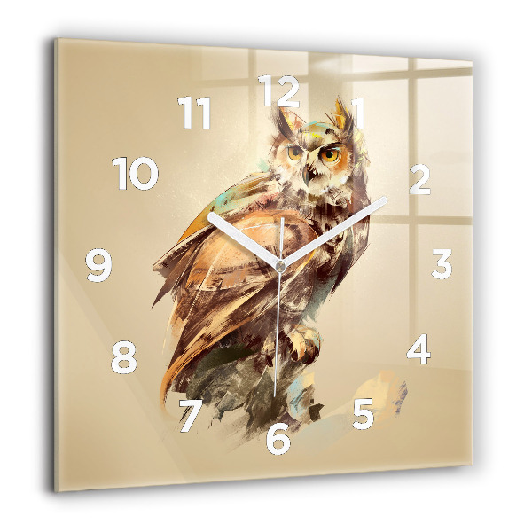 Horloge murale carrée 60x60 cm Hibou - un signe de sagesse