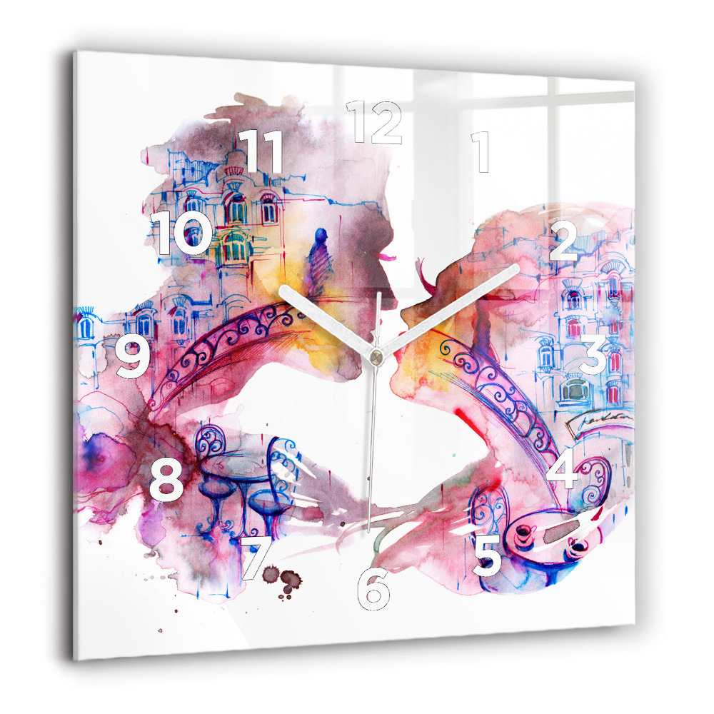 Horloge murale carrée 60x60 cm Deux corps, une âme