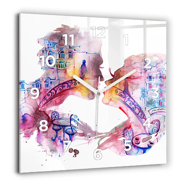 Horloge murale carrée 60x60 cm Deux corps, une âme