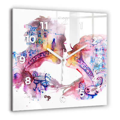 Horloge murale carrée 60x60 cm Deux corps, une âme