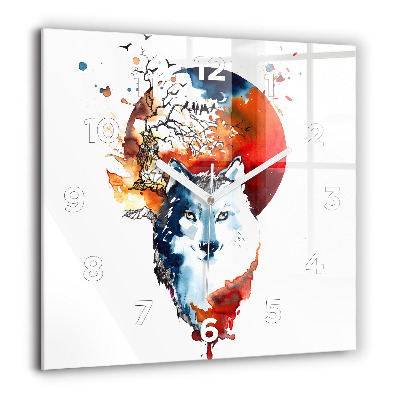 Horloge carrée en verre 60x60 cm Loup et plénitude