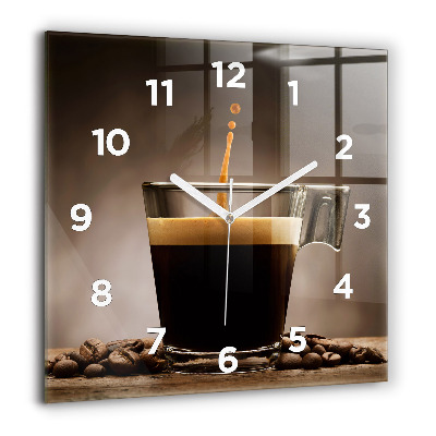 Pendule carrée en verre 60x60 cm Tasse de café