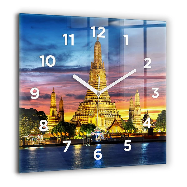 Horloge murale carrée 60x60 cm Temple à Bangkok