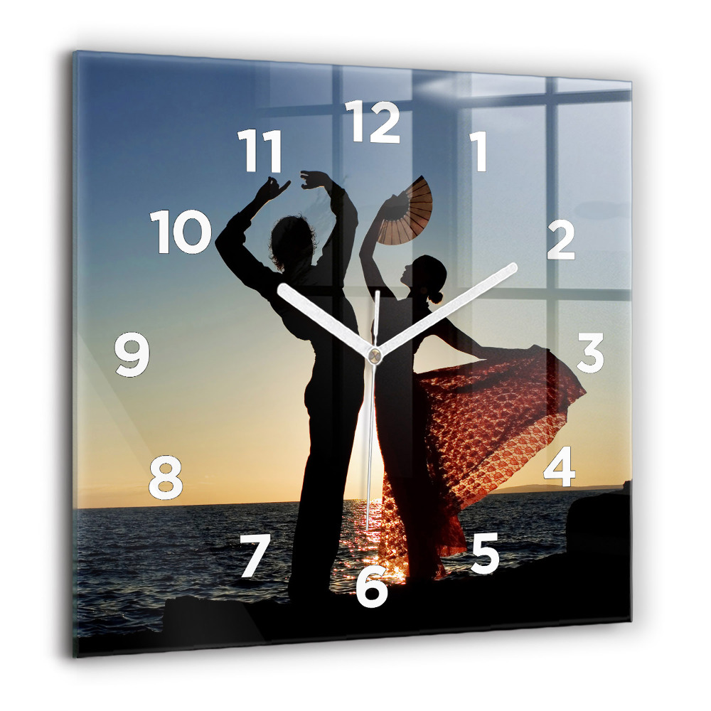 Horloge murale carrée 60x60 cm Danse espagnole en mer