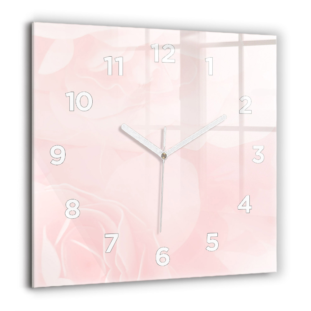 Pendule carrée en verre 60x60 cm Roses en fleurs