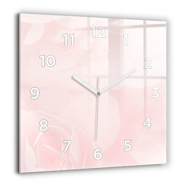Pendule carrée en verre 60x60 cm Roses en fleurs