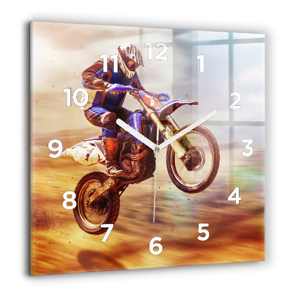 Horloge murale carrée 60x60 cm Motocross enduro