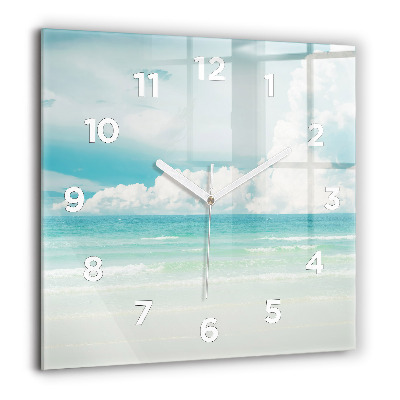 Horloge carrée en verre 60x60 cm Paysage mer