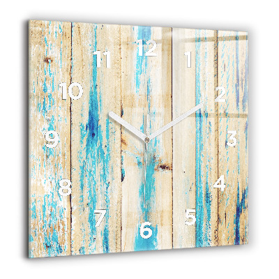 Horloge carrée en verre 60x60 cm Bois rayé
