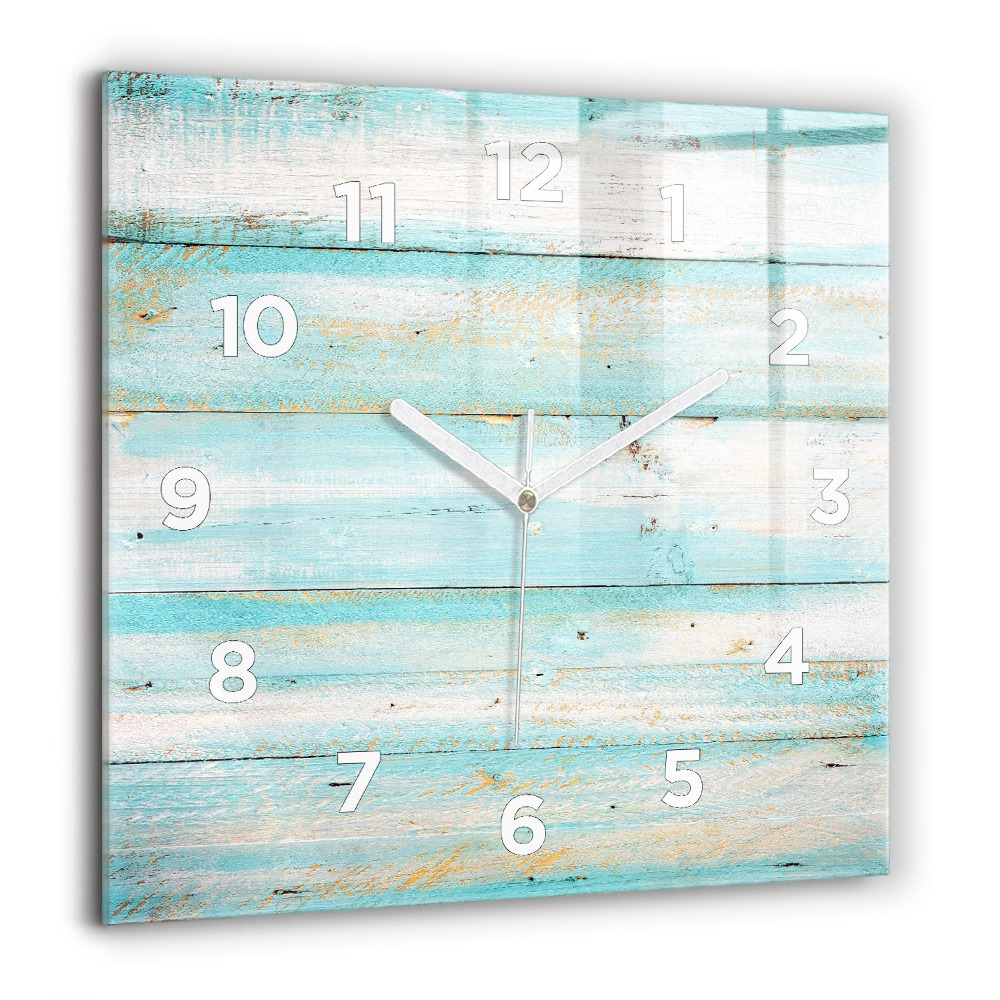 Pendule carrée en verre 60x60 cm Planches bleues