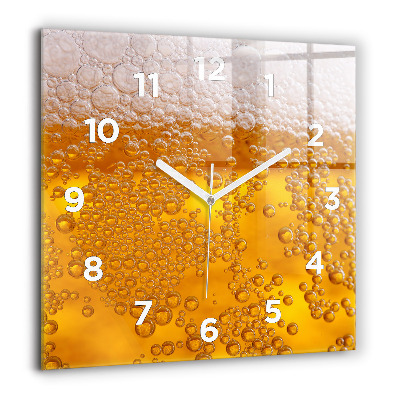 Horloge carrée en verre 60x60 cm Bière avec mousse