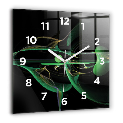 Pendule carrée en verre 60x60 cm Abstraction verte