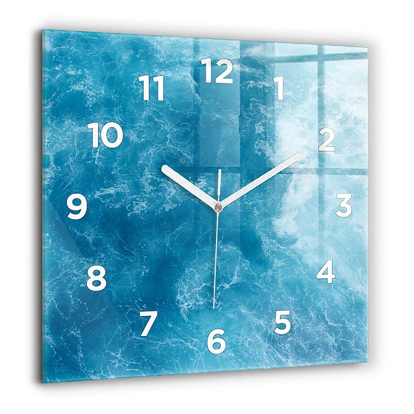 Pendule carrée en verre 60x60 cm Eau de mer