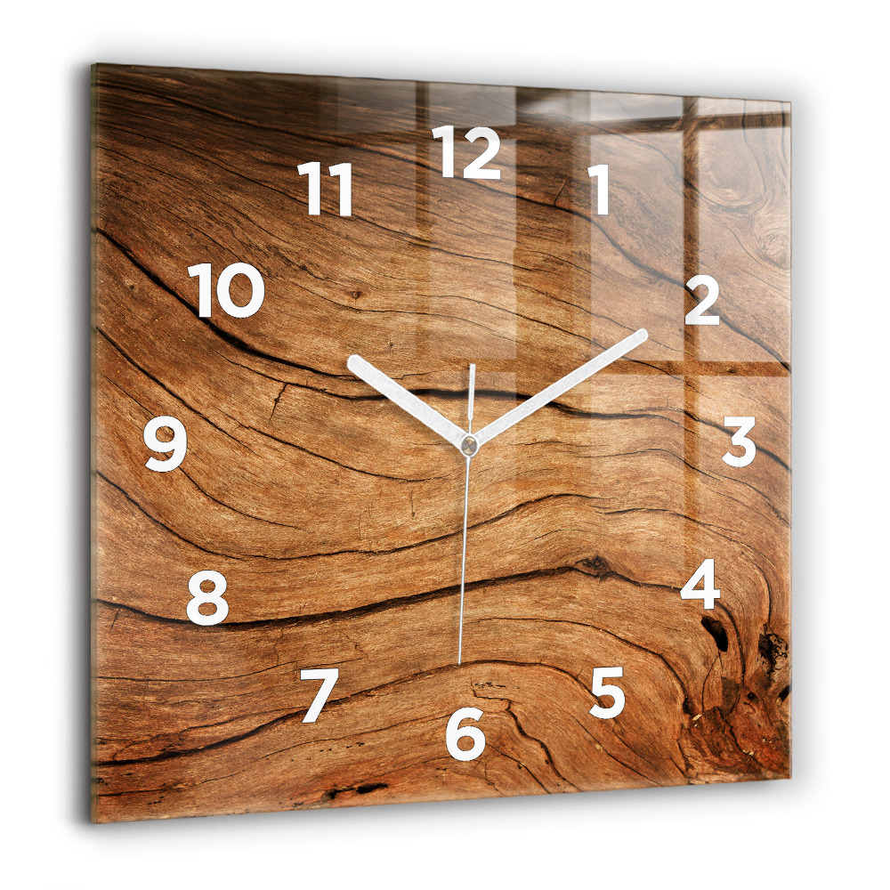 Pendule carrée en verre 60x60 cm Vieux bois