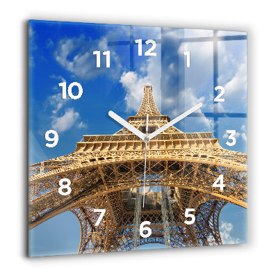Horloge carrée en verre 60x60 cm France Tour Eiffel