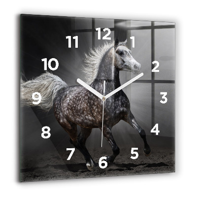 Horloge murale carrée 60x60 cm Cheval au galop