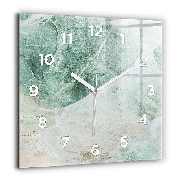 Horloge carrée en verre 60x60 cm Texture de pierre marbrée