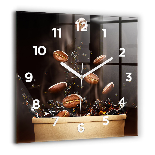 Pendule carrée en verre 60x60 cm Café chaud