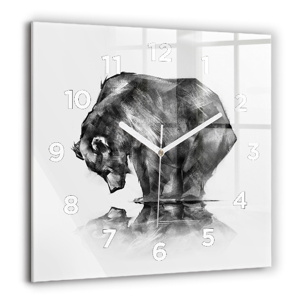 Pendule carrée en verre 60x60 cm Dessin d'ours