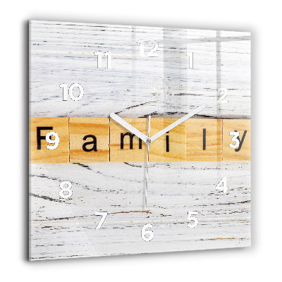 Horloge carrée en verre 60x60 cm Famille