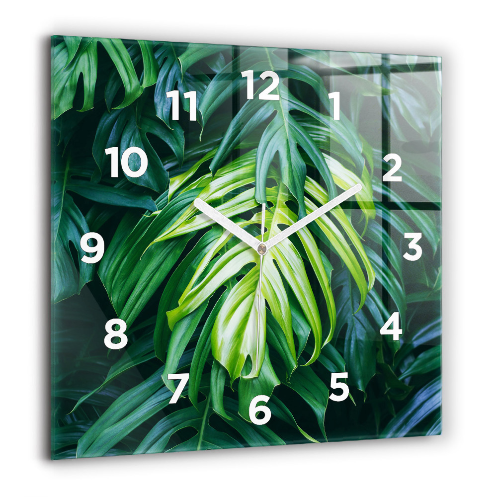 Pendule carrée en verre 60x60 cm Nature tropicale