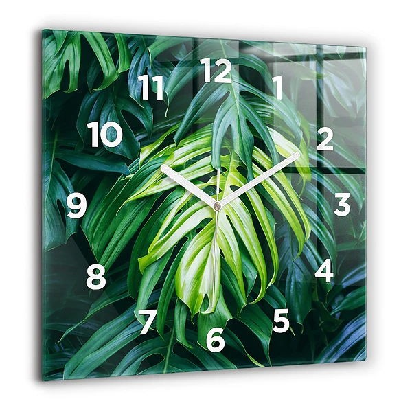 Pendule carrée en verre 60x60 cm Nature tropicale