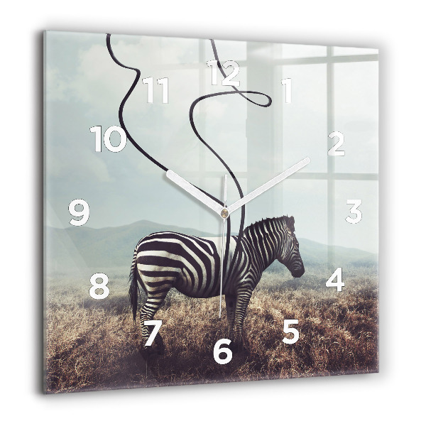 Horloge carrée en verre 60x60 cm Zèbre - Abstraction