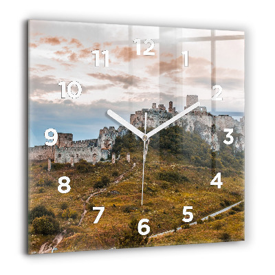 Horloge carrée en verre 60x60 cm Château de Spiš en Slovaquie