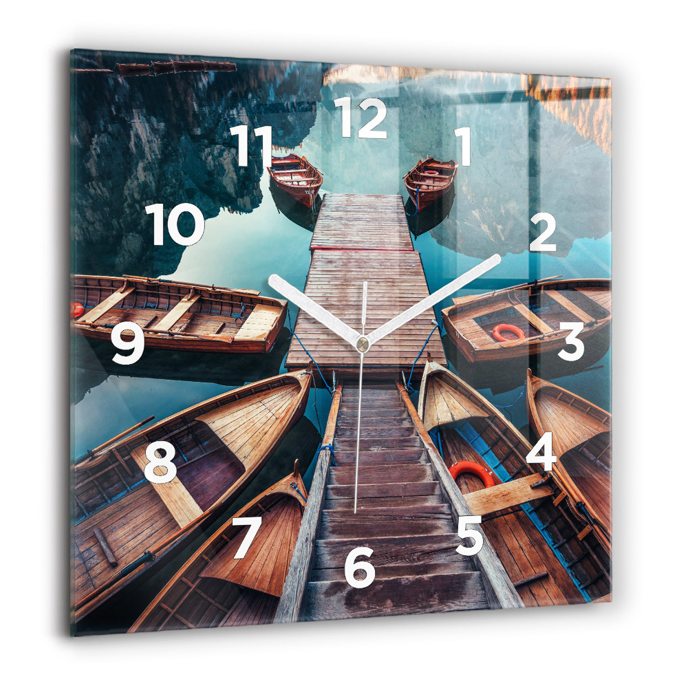 Horloge carrée en verre 60x60 cm Plate-forme et lac