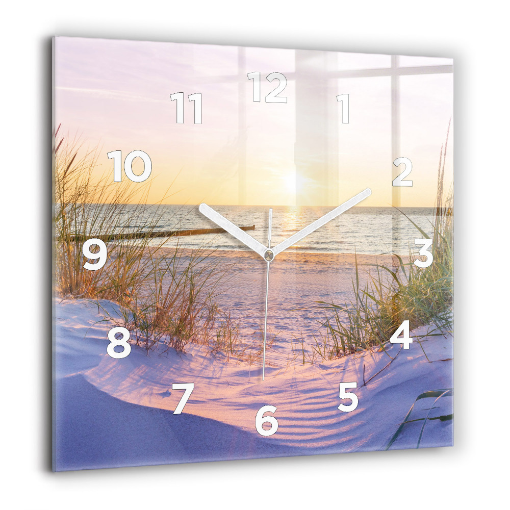 Horloge carrée en verre 60x60 cm Mer ensoleillée polonaise