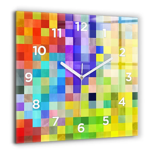 Horloge murale carrée 60x60 cm Composition de carrés