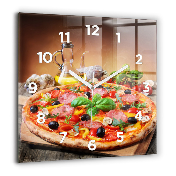 Pendule carrée en verre 60x60 cm Cœur culinaire de l'Italie