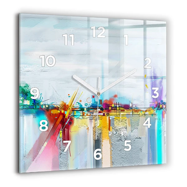 Horloge murale carrée 60x60 cm Paysage abstrait à l'huile