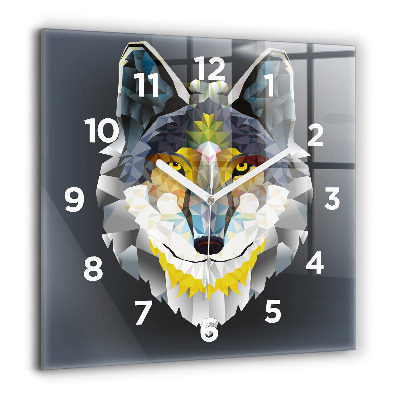 Horloge murale carrée 60x60 cm Tête de loup