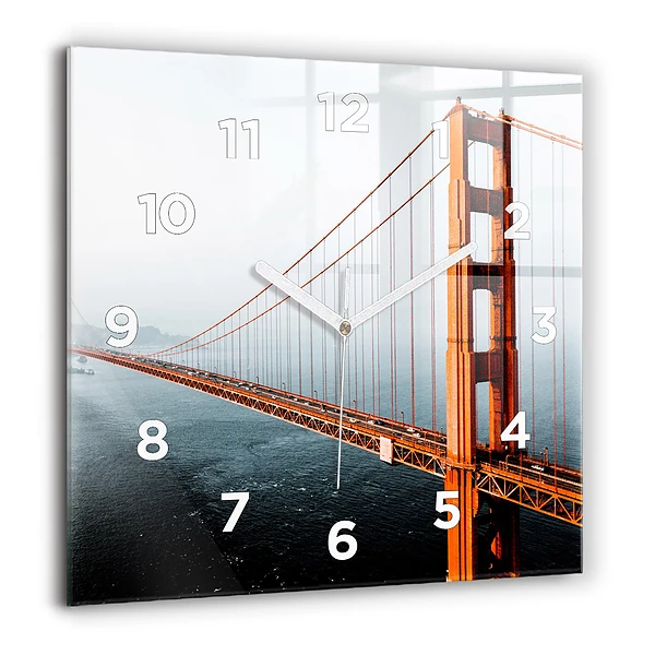 Horloge murale carrée 60x60 cm Pont du Golden Gate