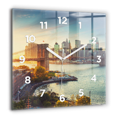 Horloge carrée en verre 60x60 cm New York Manhattan