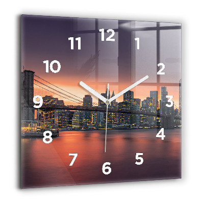 Pendule carrée en verre 60x60 cm New York East River