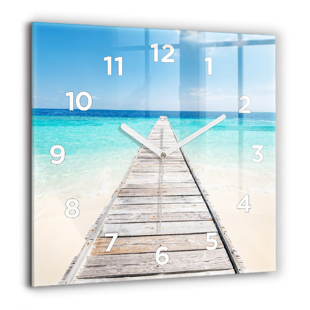 Horloge murale carrée 60x60 cm Île tropicale