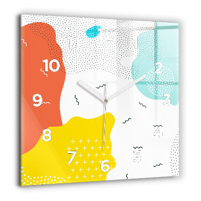 Pendule carrée en verre 60x60 cm POP abstrait
